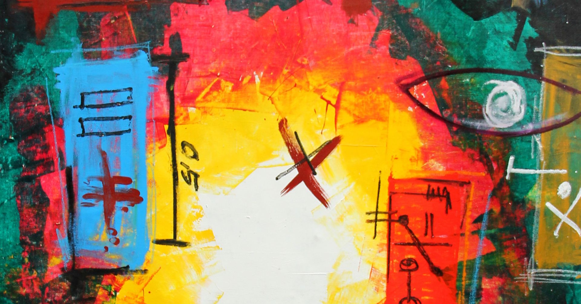 Peter Burchia, “Kosmos”, 2025, acrilico, olio e gesso su tela, 200x130cm.